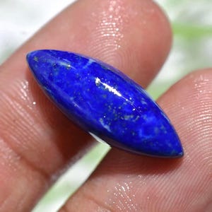 Natural Lapis Lazuli Marquise Cabochon – Smooth Polished Blue Gemstone, Flat Back Loose Stone for Jewelry Making, Healing Crystal Supply
