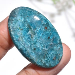 Natuurlijke blauwe apatiet cabochon, glad gepolijste edelsteen, losse steen met platte achterkant voor sieradenontwerp