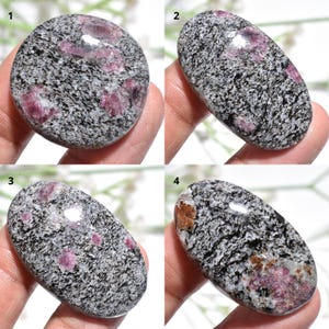 Natural Ruby Fall Cabochon, Smooth Flat Back Gemstone, Polished Grey Pink Stone For Jewelry