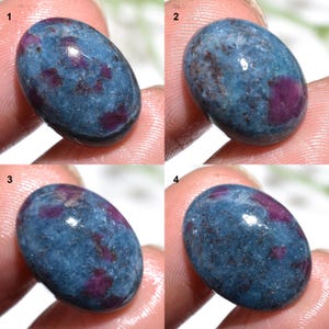 Oval Ruby Kyanite Cabochon, Natural Pink Blue Stone, Smooth Polished Flat Back Gemstone