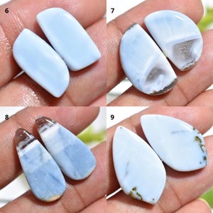 Par de piedras preciosas de ópalo azul, cabujones de ópalo Owyhee de Oregón con corte elegante, juego de piedras pulidas a juego