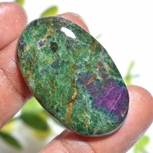 Cabochon ovale rubis fuchsite, pierre précieuse naturelle à dos plat lisse pour bagues et pendentifs