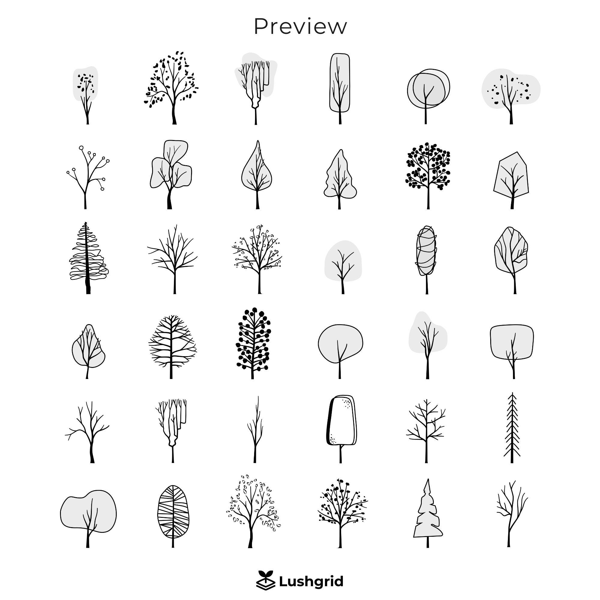36 Tree Illustrations for Architecture & Landscape – Clipart Pack | PNG ...