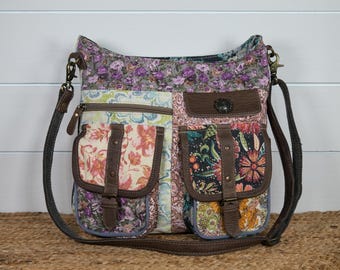 Floral Canvas Crossbody Bag: Myra Le Fleur Shoulder Purse