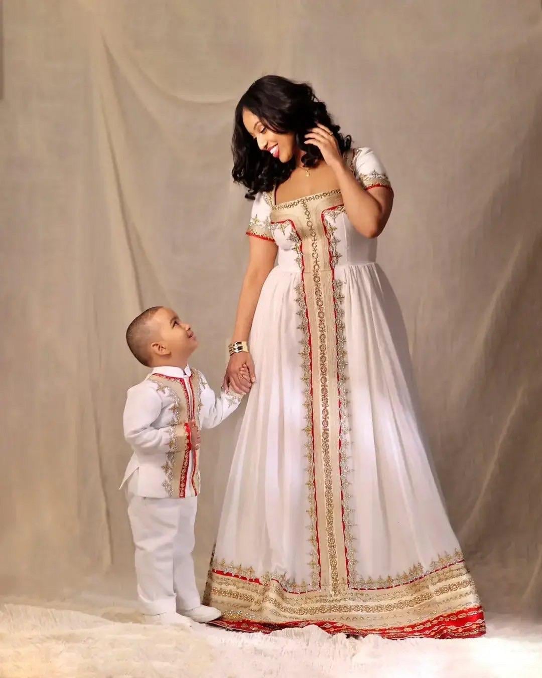 Family Matching Outfits Ethiopian/eritrean Cultural Dress Set - Main Image