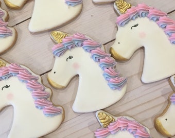 1 Dozen - Unicorn Party Favors, Unicorn Cookies for Birthday, Unicorn Cookies