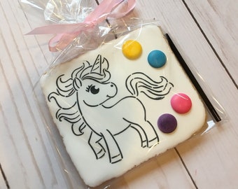 Paint Your Own Unicorn Cookies, Unicorn Birthday Favors,  Birthday Cookie Kids Craft Favors