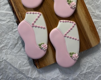 1 Dozen  - Ballet Slippers Ballerina Birthday Decorated Sugar Cookies