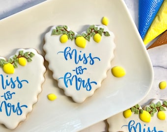 Lemon Bridal Shower Cookies – Miss to Mrs, Main Squeeze Theme - 1 dozen