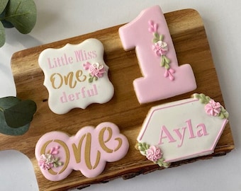 1 Dozen - Personalized Little Miss Onederful Birthday Cookies,  Boho 1st Birthday Cookies, Isn't she Onederful Birthday Girl