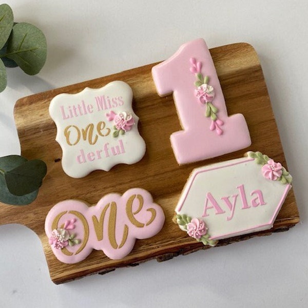 1 Dozen - Personalized Little Miss Onederful Birthday Cookies,  Boho 1st Birthday Cookies, Isn't she Onederful Birthday Girl