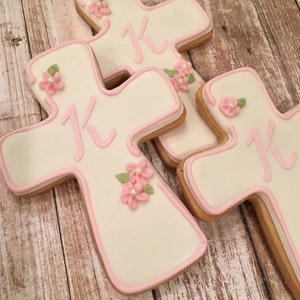 1 Dozen - Personalized Communion Cookies, Baptism Girls, Cross Cookies, Christening Cookie Favors, Other Colors Available