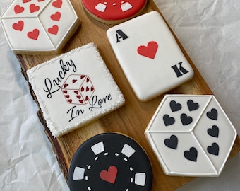 1 Dozen - Lucky in Love Bridal Shower cookies, Bachelorette Party Cookies, Custom Colors available