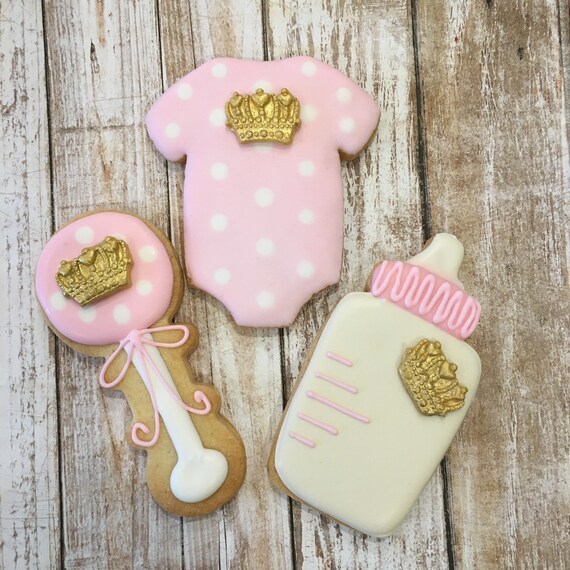 pink and gold baby shower favors