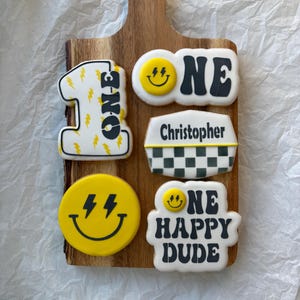 Next Ship Date 10/2 — Pre-Order Up to 10 Weeks - Personalized One Happy Cool Dude 1st Birthday Cookies