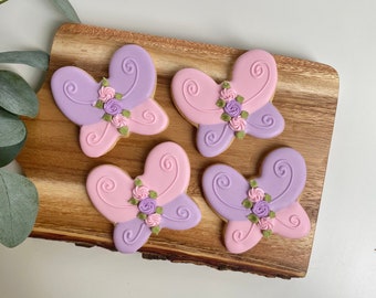 1 Dozen - Enchanted Garden Butterfly Cookies,  Butterfly Birthday Cookie Favors