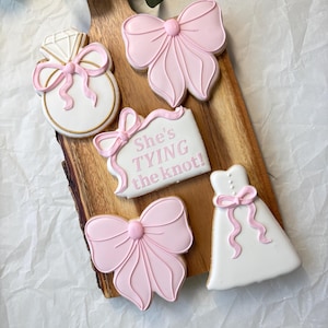 1 Dozen - She&#39;s Tying the Knot Bridal Shower cookies, Bachelorette Party Cookies, Custom Colors available