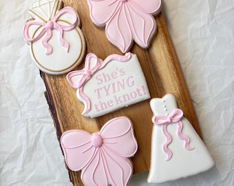 1 Dozen  -She's Tying the Knot Bridal Shower Decorated Sugar Cookies - 1 dozen