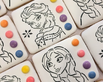 Paint Your Own Princess Cookies, Kids Cookie Crafts, Birthday Frozen Party Favors