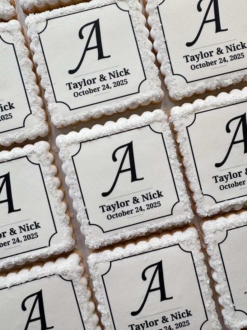 Personalized Wedding Cookie Favors, Rehearsal Dinner Favors, Bridal Shower Cookies image 1