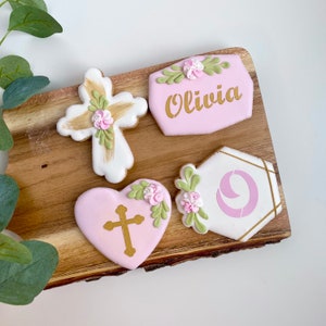 1 Dozen - Personalized Baptism,  Christening, First Communion  Cookies for Girls and Boys, Cookie Favors