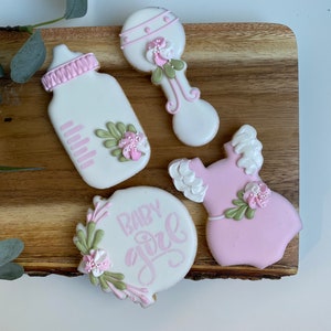 1 Dozen -  Baby Shower Favors For Girls, Boho Baby Cookies, Baby in Bloom Flower Cookie Favors