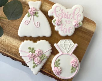 Bride to Be | Bridal Shower Cookies | Neutral Wedding Favors | Minimalist Bride Cookies - 1 Dozen