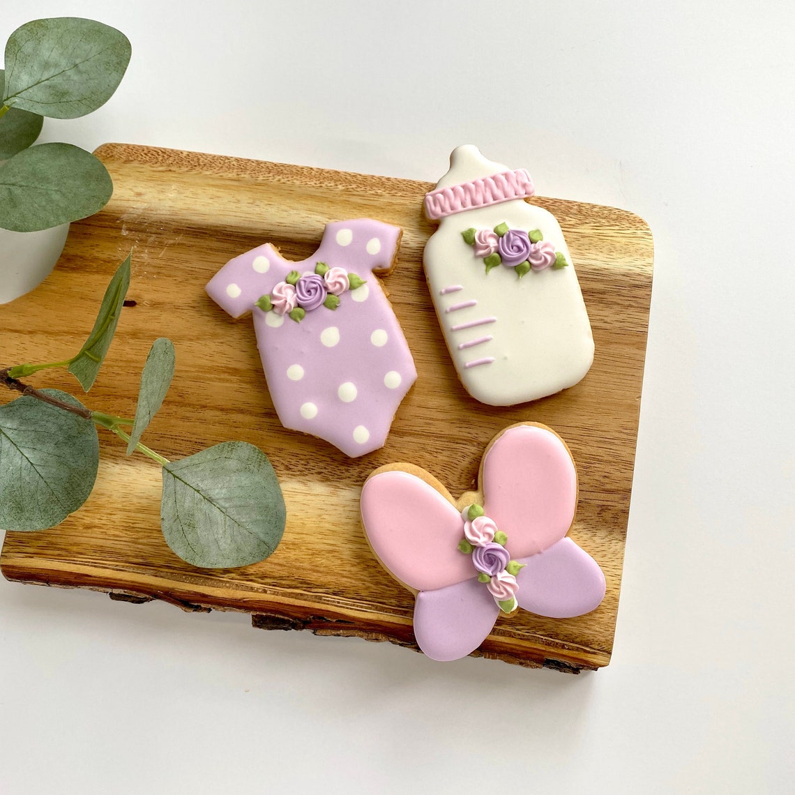 1 Dozen Butterfly Baby Shower Cookies Pink and Lavender Etsy