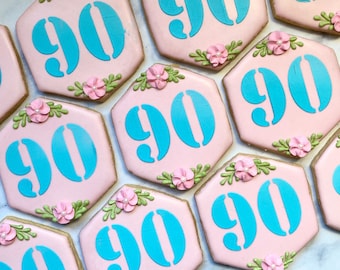 1 Dozen - 30, 40, 50, 60, 70 Birthday Number Cookies, Birthday Cookie Favors, Birthday Cookie Gifts