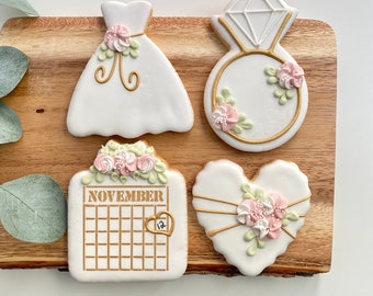 Save the Date Bridal Shower Cookies Favors, Bachelorette Cookies - Price is for 1 Dozen