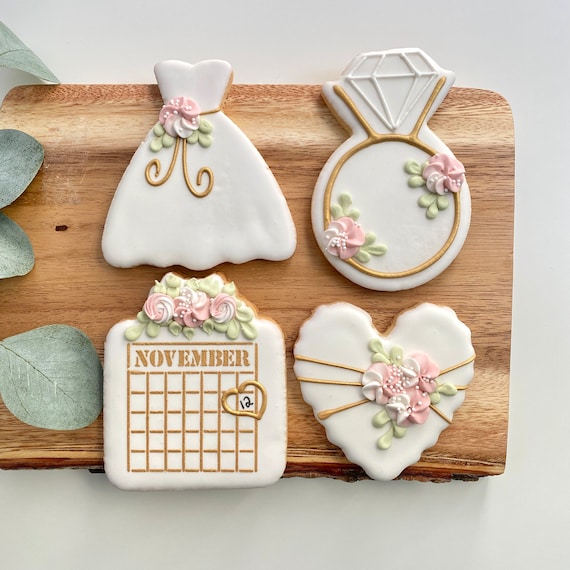 Save the Date Bridal Shower Cookies Favors, Bachelorette Cookies - Price is for 1 Dozen