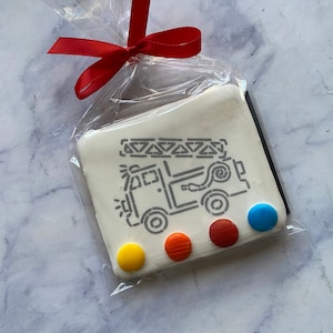 Paint Your Own Firetruck Cookies, Birthday Fireman Party Favors, Kids Party Crafts