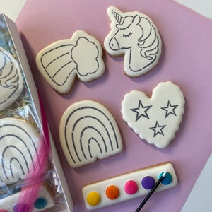 Paint Your Own Cookie Kids Activity Kits, Unicorn or Dinosaur Themes Kids Birthday Party Krafts image 1