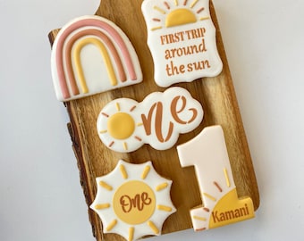 1 Dozen - Personalized First Trip Around the Sun Cookies,  1st Year  Birthday cookies