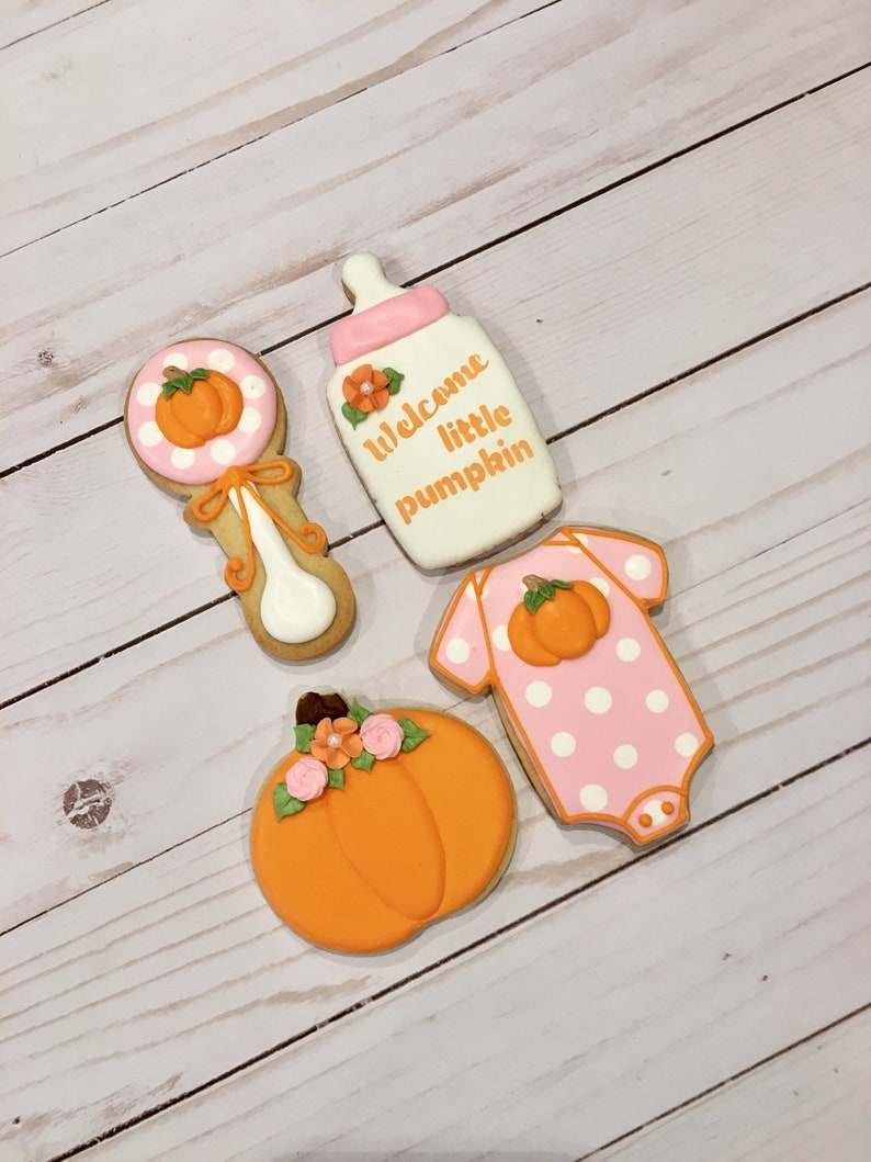 Little Pumpkin Baby Shower Cookies Little Pumpkin Etsy