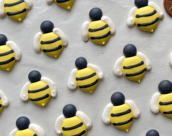 Next ship date is 8/15 -Bumble Bee Royal Icing Edible Topper Decorations. Use on Cookies, Cupcakes, Cake Pops and more!