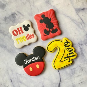 1 Dozen - Personalized Twodles Mouse Birthday Cookie Favors