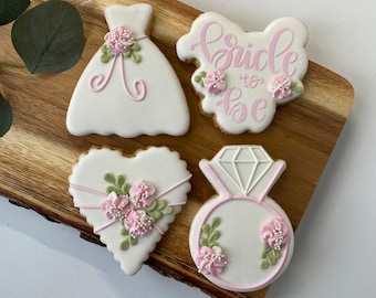 1 Dozen - Bride to Be Bridal Shower Cookies Favors, Wedding Cookie Favors, Bachelorette Cookie Favors