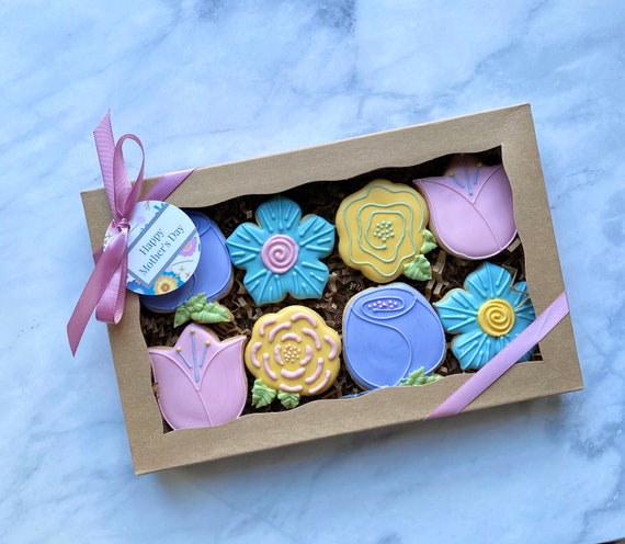 Cookie Flower Birthday Gift Box Birthday Cookie Gifts | Etsy