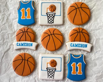 1 Dozen  - Personalized Basketball Birthday Cookies