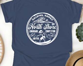 Retro North Shore Surfing T-Shirt: 1978 Longboard Graphic Tee