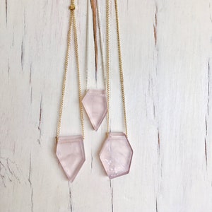 Rose Quartz Necklace: 14k Gold Filled Adjustable Gemstone Pendant