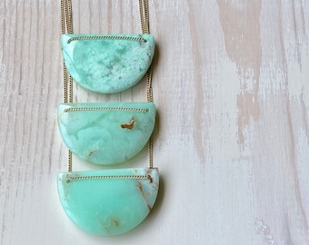 Chrysoprase Necklace Chrysoprase Geometric Necklace Chrysoprase Pendant Necklace Gemstone Jewelry