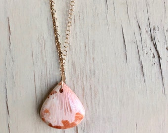 Scolecite Necklace Scolecite Teardrop Necklace Scolecite Jewelry Gemstone Jewelry Peach Scolecite