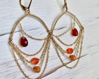 Karneol Ohrringe Karneol Gold Drape Ohrringe Karneol Schmuck