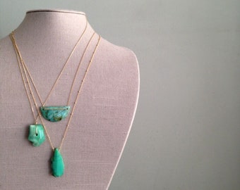 Chrysocolla Necklace Geometric Necklace Chrysocolla Jewelry Gemstone Necklace Gold Filled Necklace