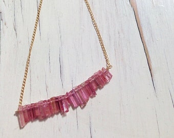 Tourmaline Necklace Pink Tourmaline Necklace Tourmaline Raw Shards Necklace gemstone Jewelry