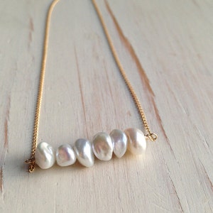Pearl Necklace Delicate Pearl Bar Necklace June Birthstone