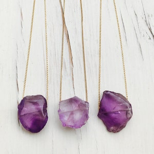 Amethyst Necklace Amethyst Raw Slab Necklace Gemstone Jewelry February Birthstone