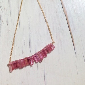 Tourmaline Necklace Pink Tourmaline Necklace Tourmaline Raw Shards Necklace gemstone Jewelry image 1